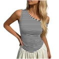 thumbnail image 6 of Fewfanhot Women's Tops One Off Shoulder Striped Tee Tops Casual Loose Fit Crop Tshirt Summer Outfits, 6 of 6