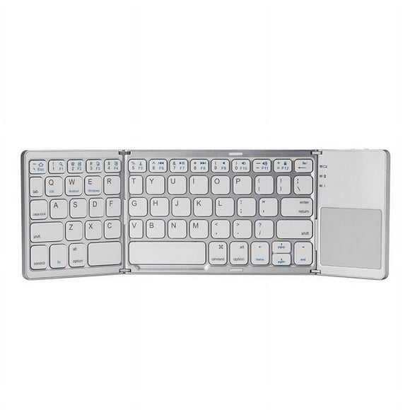 Foldable Bluetooth Keyboard with Touchpad - Portable Wireless Keyboard with Stand Holder  Rechargeable Full Size Ultra Slim Pocket Folding Keyboard for Android Windows IOS Tablet & Laptop