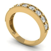 Clara Pucci 14K Yellow Solid Gold Custom Laser Engraved Women's Solid Gold Ring Statement Band With Round Cut 0.81TCW