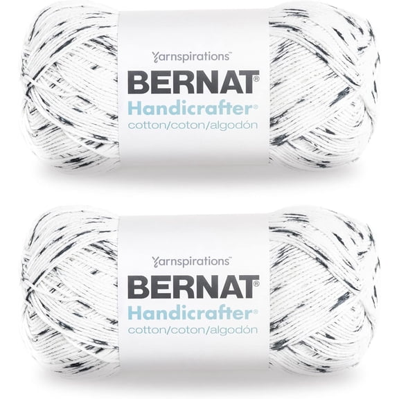 Bernat Handicrafter Cotton Big Ball Salt & Pepper Yarn - 2 Pack of 340g/12oz - Cotton - 4 Medium (Worsted) - 608 Yards - Knitting/Crochet