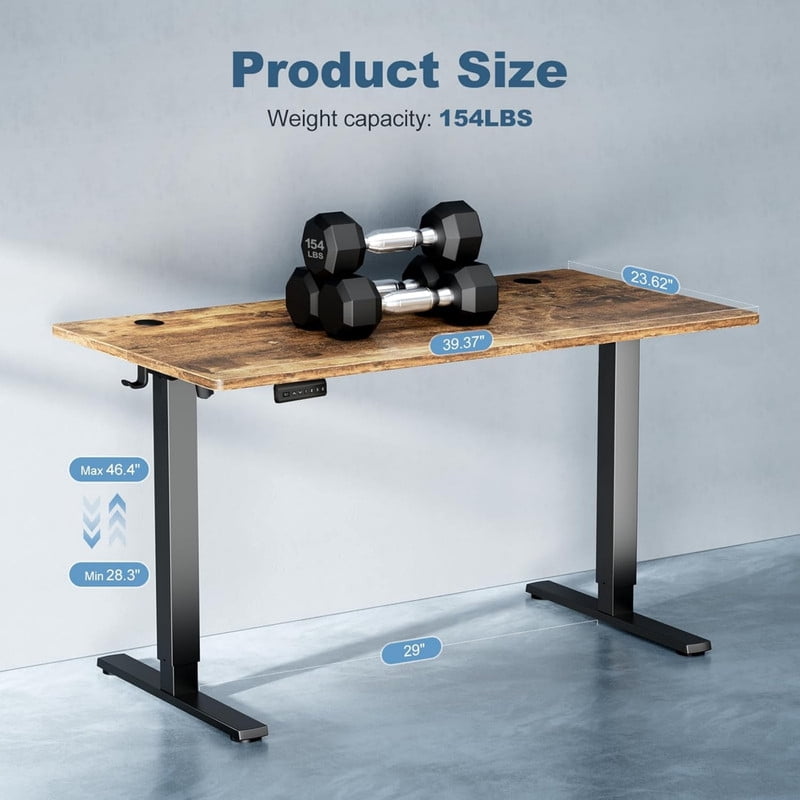 Kelno 40 Inch Electric Standing Desk Adjustable Height Ergonomic Sit Stand Computer Desk with Memory Preset,Rustic Brown