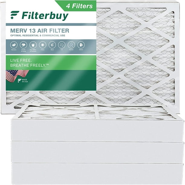 Filterbuy 16x25x4 MERV 13 Pleated HVAC AC Furnace Air Filters (4Pack)