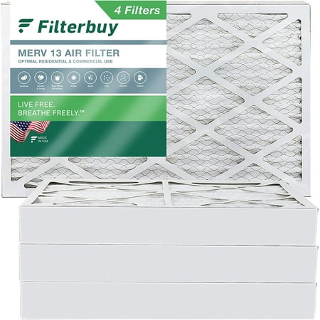 

Filterbuy 11.5x21x4 MERV 13 Pleated HVAC AC Furnace Air Filters (4-Pack)