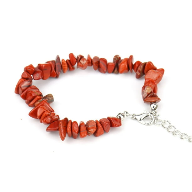 Nvzi Pulsera de cuentas hecha a mano, adecuada, pulsera ajustable de cristal de piedra natural vintage (rojo oscuro)