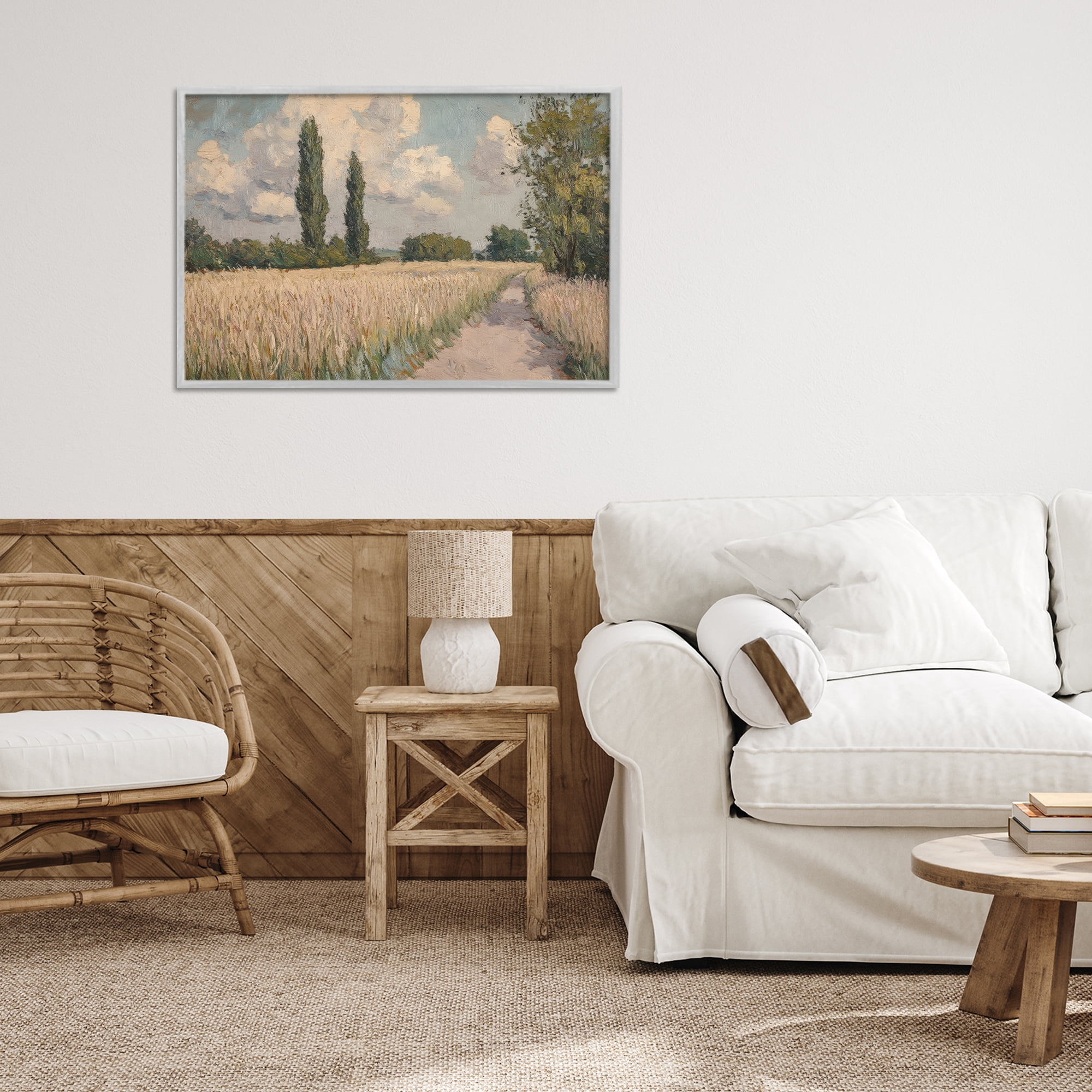 Stupell Industries Summer Path Between Poplars Gray Framed Giclee Art, design by Petal Prints Design
