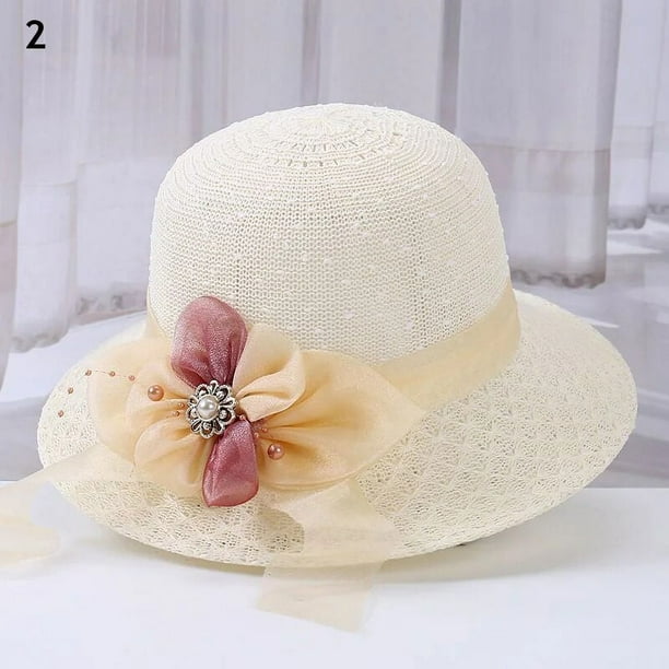 Sombreros de sol con lazo para mujer, sombrero de paja de ala ancha, protección solar, Panamá, Verano