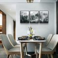 thumbnail image 4 of Black Framed Wall Art For Living Room Modern Decorations Bedroom Foggy Forest Trees Landscape Painting Office Decor Home Ready To Hang a Pictures Of 3 Piece Prints, 4 of 6