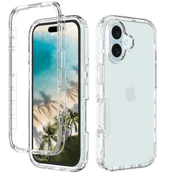 for iPhone 16 Clear Case, [Military Grade Drop Protection], Transparent Heavy Duty Flexible TPU Hard PC Shockproof Anti-Fall Protection Cover for iPhone 16 Phone Case, Clear