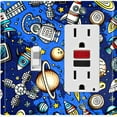 thumbnail image 1 of Metal Light Switch Wall Plate Outlet Cover (Spaceship UFO Astronaut Rocket Outerspace Star Blue - Single Toggle Single Rocker), 1 of 2