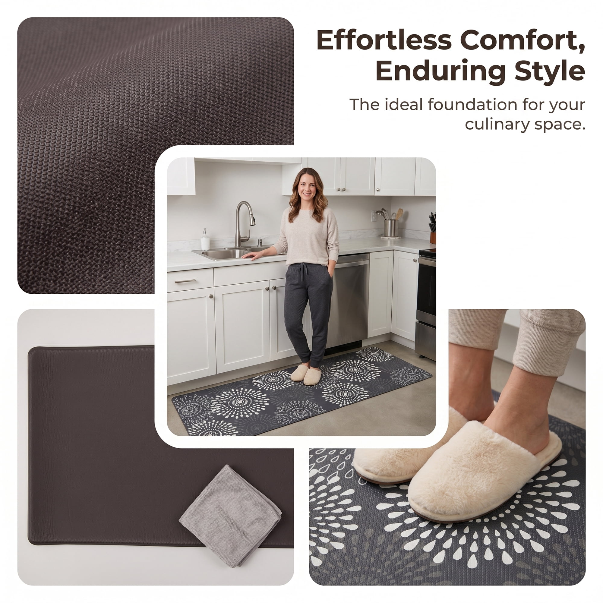 Unique Bargains Cushioned Waterproof Non-Slip PVC Standing Mat Black 47" x 17"