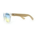 thumbnail image 6 of Hipster Bamboo Wood Arm Rectangle Clear Horn Rim Plastic Sunglasses Clear - Blue Yellow, 6 of 8