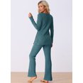 thumbnail image 4 of DARING DIVA Women's Ribbed Knit Lounge Set Pajama Sets Matching Outfits M Peacock Blue, 4 of 7