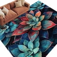 thumbnail image 2 of 6'x9' Area Rugs, Teal Red Ombre Indoor Outdoor Area Rug for Living Room Bedroom, Abstract Art Botanical Washable Bathroom Rugs Kitchen Floor Carpet Mats Home Decor Aesthetic, 2 of 8