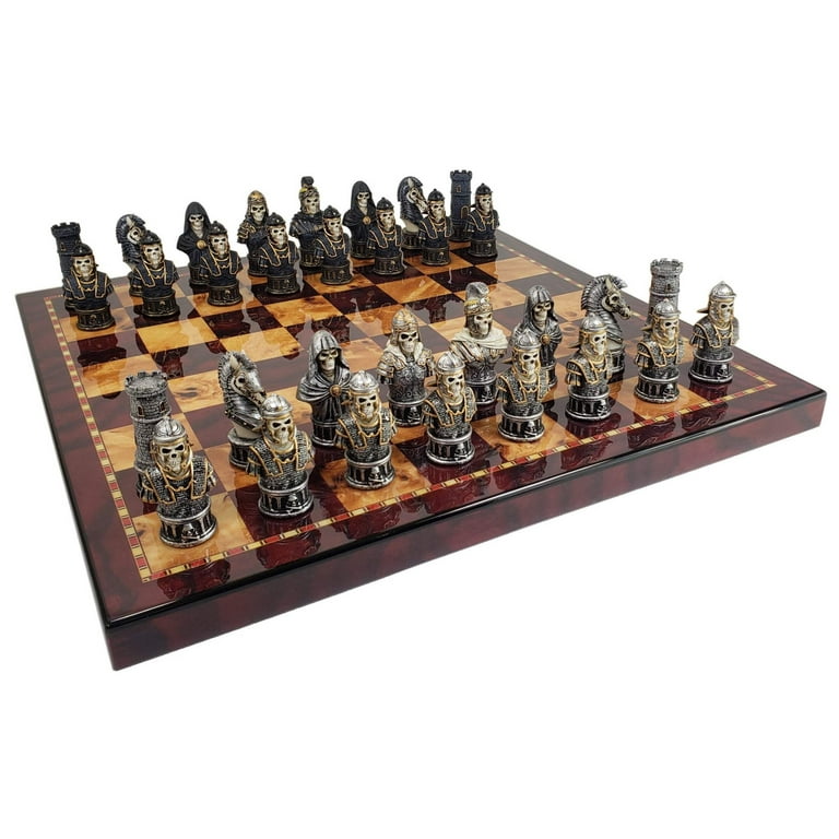Medieval Times Skull Busts Gothic Fantasy Chess Set W/ 18