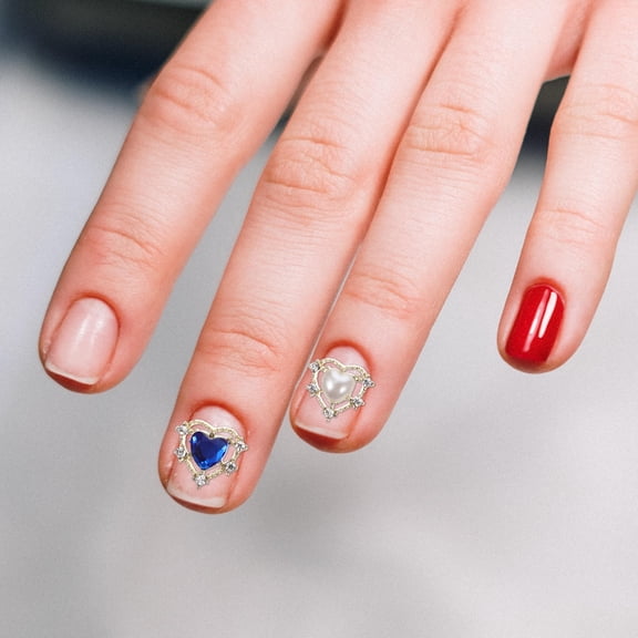 Niceauty 10Pcs Golden Heart Nail Charms Durable Rhinestones for DIY Nail Art Decor