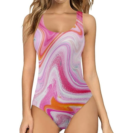 

Women Swimwear Tight Fitting Tummy Control Shapewear Sleevelesss Bodysuit Monokini Tie Dye Floral Printed Jumpsuit Seaside Vacation Swim Suits
