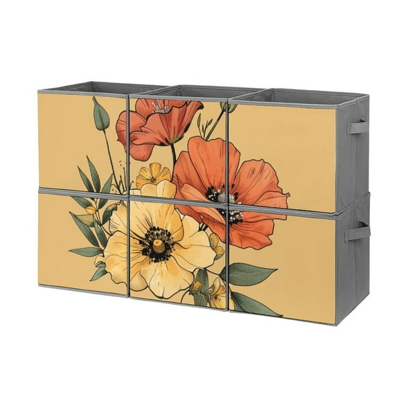 Collapsible Oxford Fabric Storage Cubes with Handles, Large Mid Foldable Oxford Cloth Bins Set of 2/6, Closet Organizers for Shelves Clothes Home Kitchen Toy - 9155qbcv