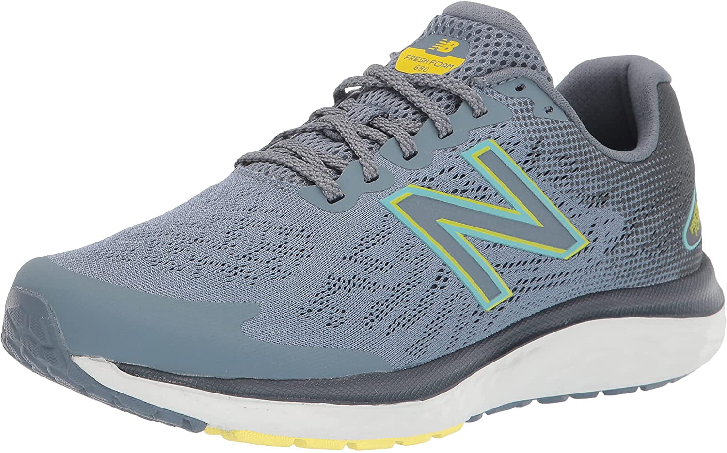 New Balance Men's Fresh Foam 680v7 Running Shoes - Grey/Blue/Yellow (Size 11.5 X-Wide)