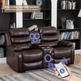 thumbnail image 6 of Pemberly Row Leather Multi Functional Sofa Set Reclining Living Room Set Brown, 6 of 7