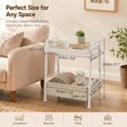 thumbnail image 2 of Narrow End Table with Fabric Storage Basket, Slim Metal Side Table with Anti-Drop Tray Top, Small Nightstand Bedside Table for Living Room, Bedroom, Tight Spaces, Sturdy Frame, 2 of 9