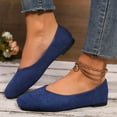 thumbnail image 6 of Womens Navy Blue Velvet Flats Square Toe Slip On Comfortable Loafers for Work Office Casual Shoes for Women Everyday,Size 39, 6 of 9