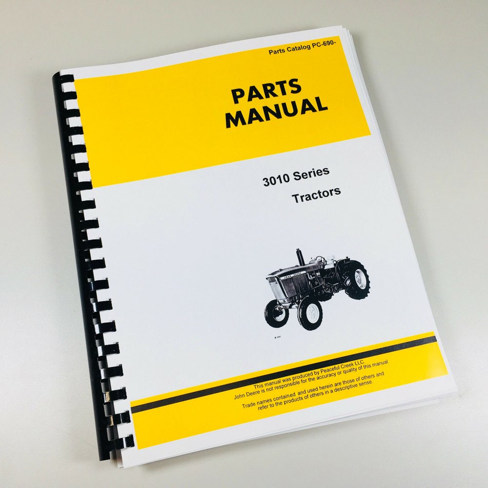 Parts Manual For John Deere 3010 Tractor Catalog Assembly Exploded