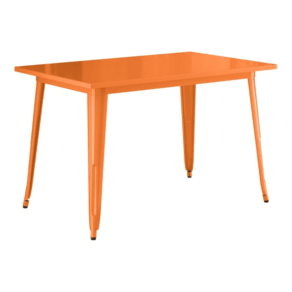 30'' X 48" Rectangular Orange Metal Restaurant Patio Dining Table For Indoor or Outdoor Use