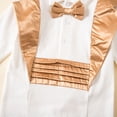 thumbnail image 6 of Faraee Baby Boys Gentleman Romper Button Down One-Piece Outfit Infant Cotton Tuxedo Jumpsuit Newborn Long Sleeve Clothes 0 3 6 12 Months Gold, 6 of 9