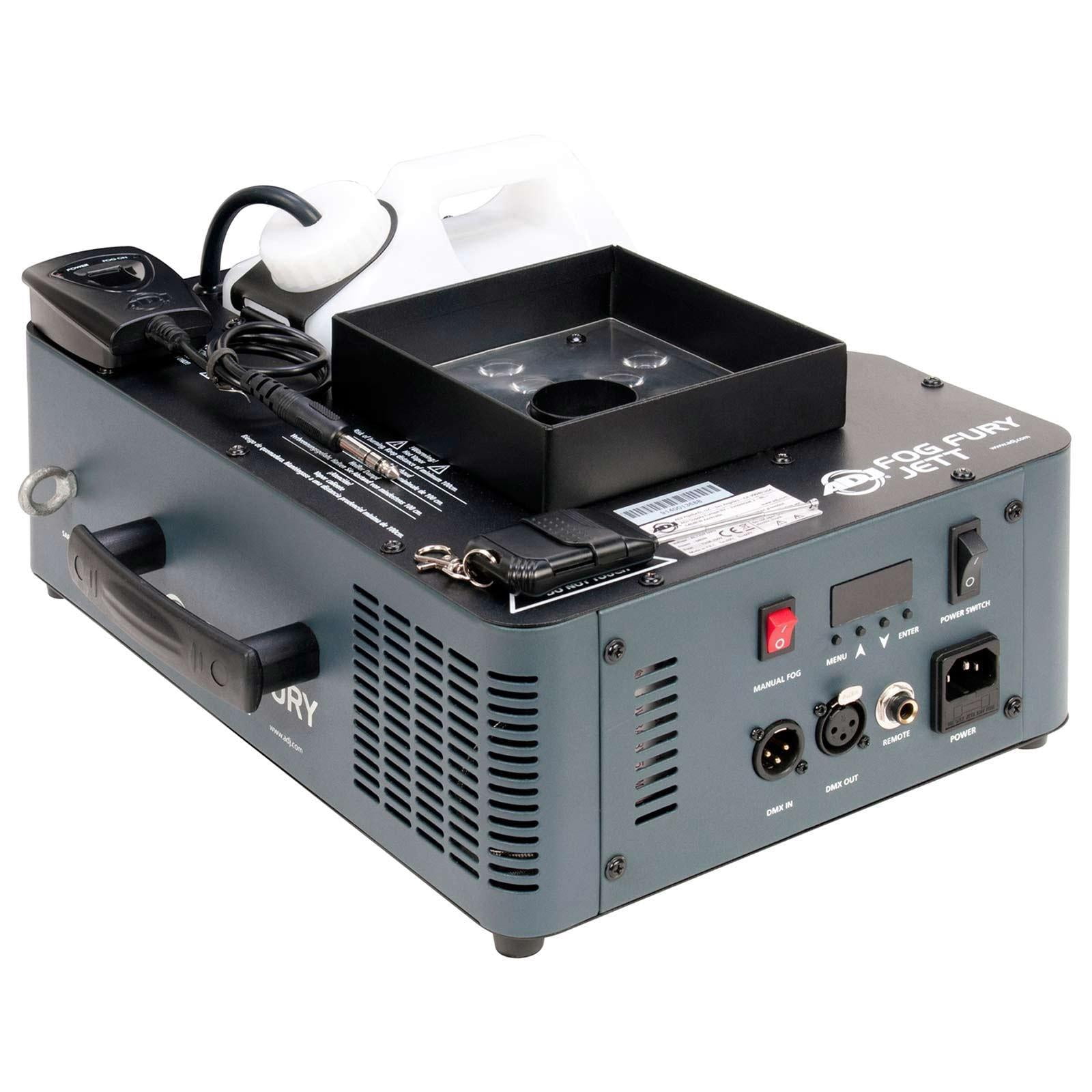ADJ Fog Fury Jett High Velocity RGBA LED Vertical Fog Machine with Variety Fog Juice Package