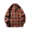 thumbnail image 2 of Makaor Mens Shacket Jackets Fleece Collared Coat Plaid Big and Tall Button Long Sleeve Outerwear Fall Winter Clothes, 2 of 3