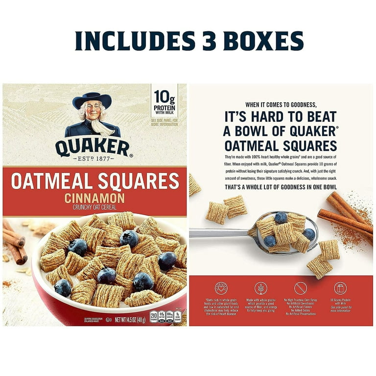 Quaker oats oatmeal squares brown sugar breakfast cereal, 14.5 oz