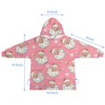 thumbnail image 7 of Pink Christmas Santa Pattern Blanket Hoodies for Kids 6-13YR Oversize Wearable Blanket Hoodies for Boys Girls Teens, 7 of 7