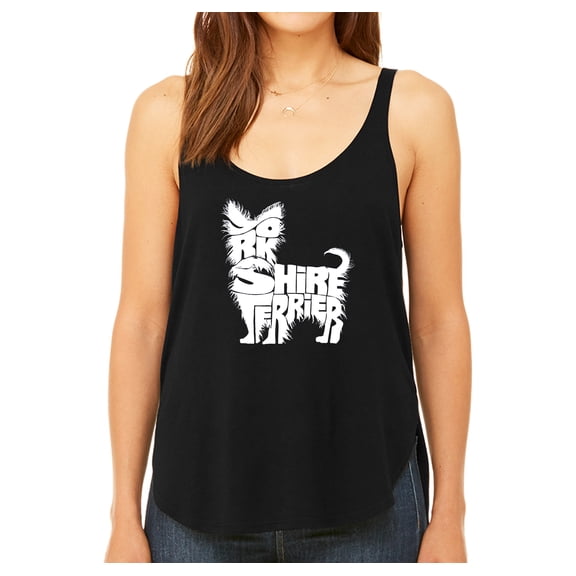 LA Pop Art Women's Premium Word Art Flowy Tank Top - Yorkie