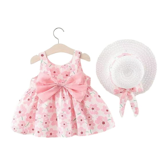 LYMAYTER Infant Girls Princess Dresses Baby Sleeveless Tutu Skirt Summer Bowknot Beach Dresses for 6 Months-3 Years