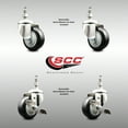 thumbnail image 2 of 3 Inch 316SS Black Polyurethane Swivel 3/8 Inch Threaded Stem Caster Set 2 Brake, 2 of 2