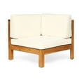 thumbnail image 3 of Noble House Brava Wood 5 Seater Sectional Sofa Set with Cushions Teak/Beige, 3 of 9