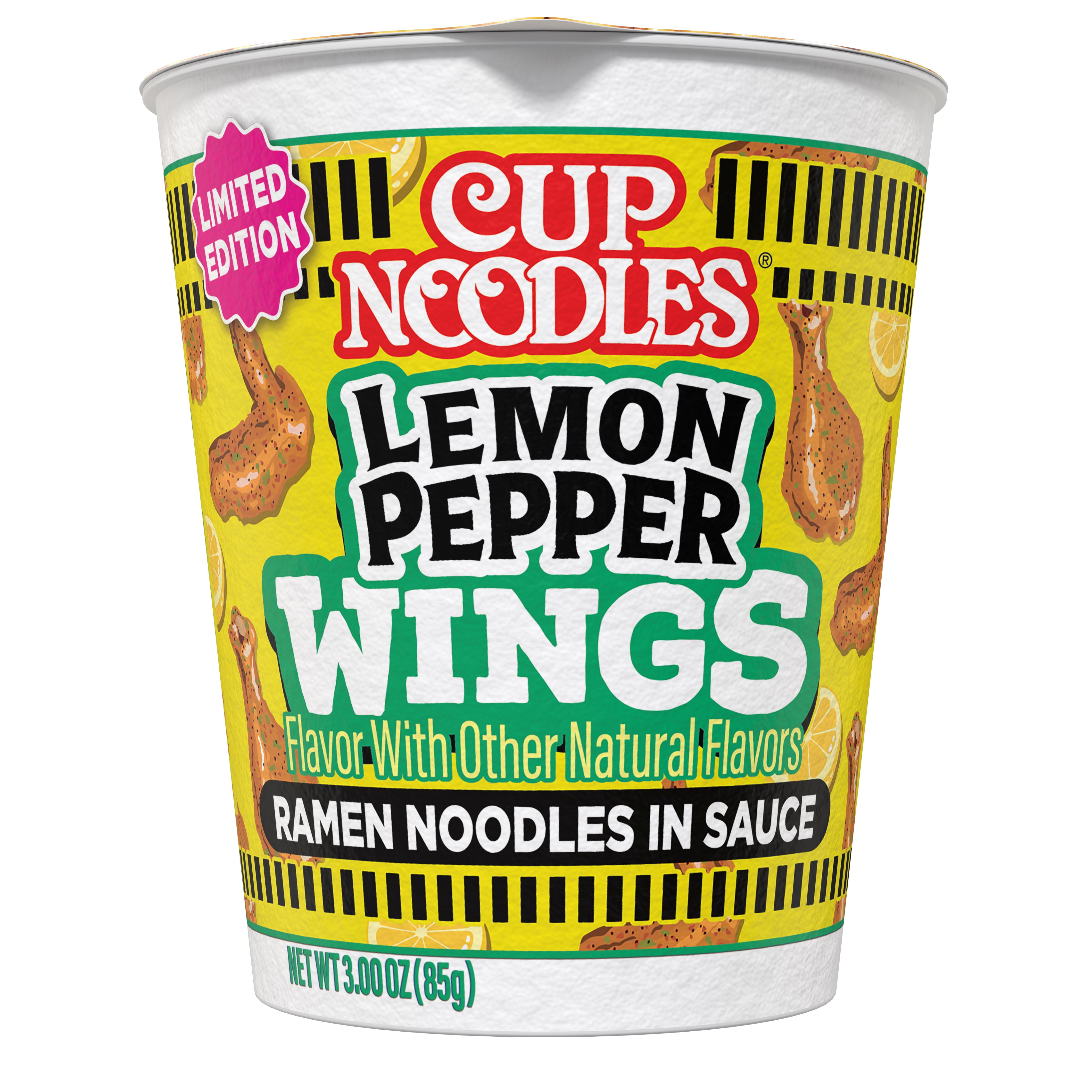 (6 pack) Nissin Cup Noodles Hot Wings Lemon Pepper Flavor, 3.0 oz Cup, Limited Edition