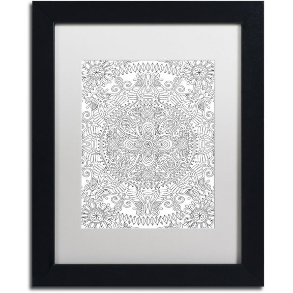 Trademark Fine Art "Mandala One" Canvas Art by Hello Angel, White Matte, Black Frame