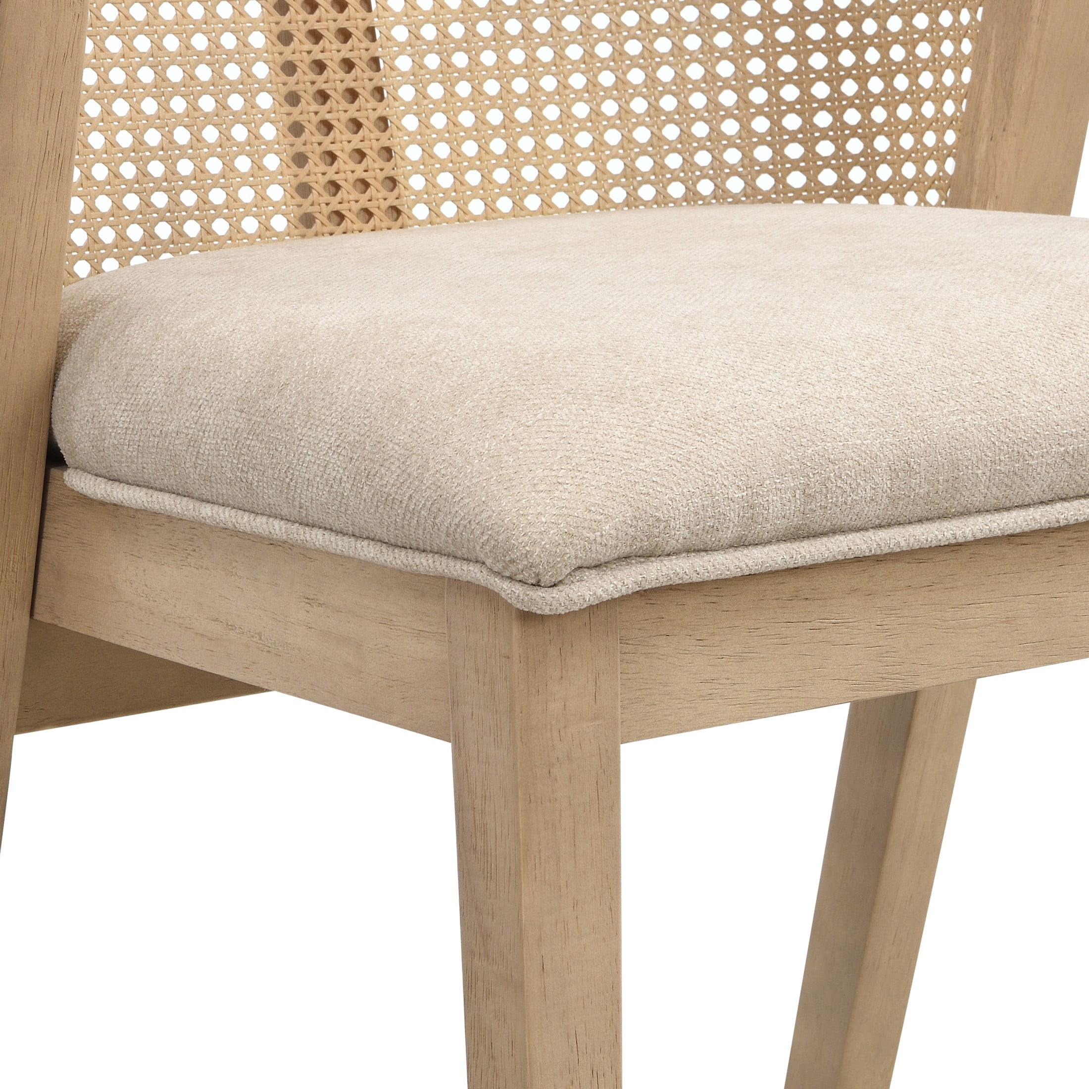 Christopher Knight Home Wood Dining Chairs with Cane Rattan Backrest, Light Ash+Beige, Set of 4