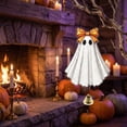 thumbnail image 6 of OCCOA Cute Ghost Stained Glass Style Acrylic Hanging Ornament with Bell Fall Pumpkin Window Suncatcher for Halloween Home Porch Decor Gift Idea, D, 6 of 6