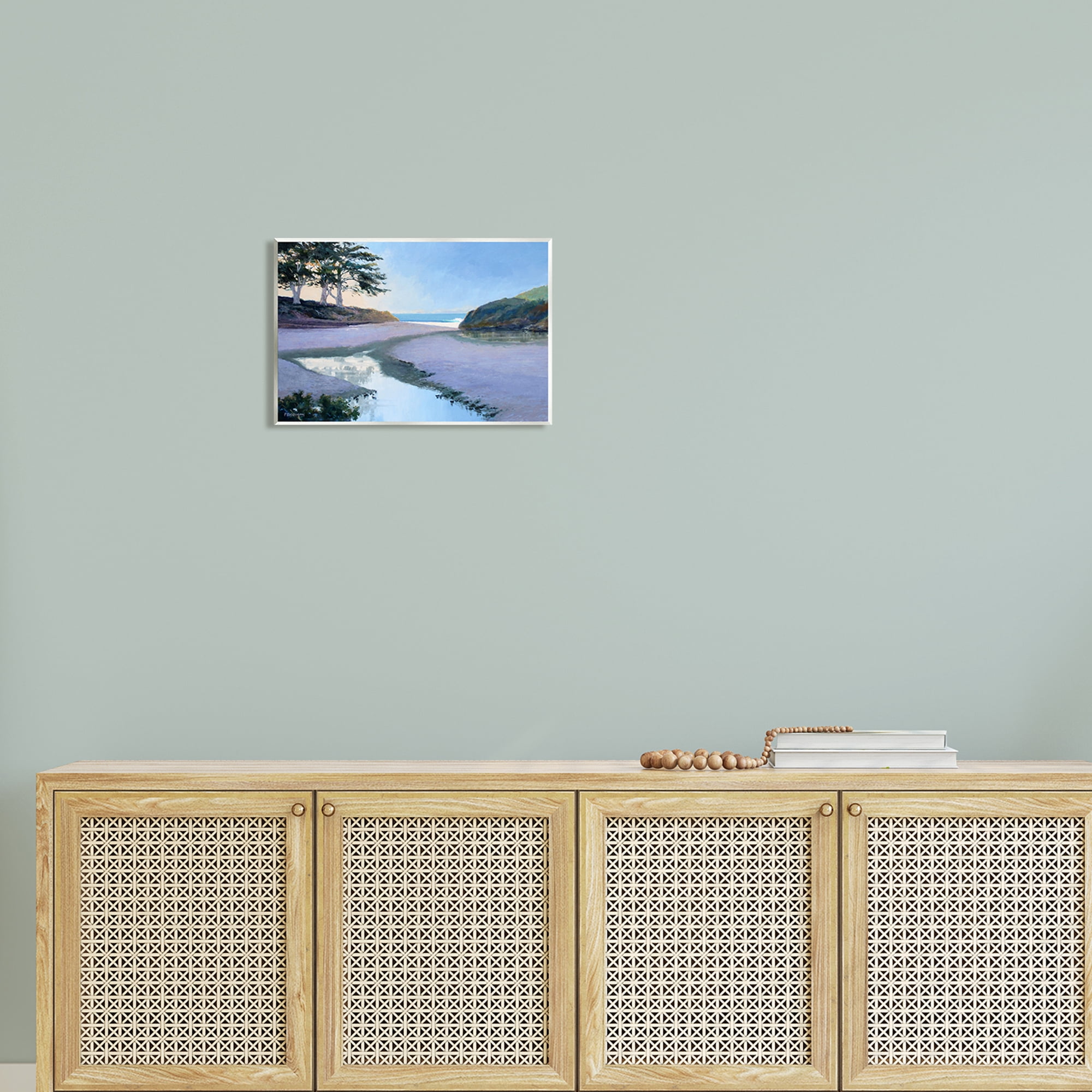 Stupell Seaside Riverbank Beach Shore Landscape Painting Wall Plaque Unframed Art Print Wall Art