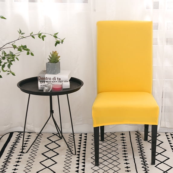 MintLimit Solid Stretch Dining Chair Cover Removable Slipcover Washable Banquet Event Yellow 4 Pieces