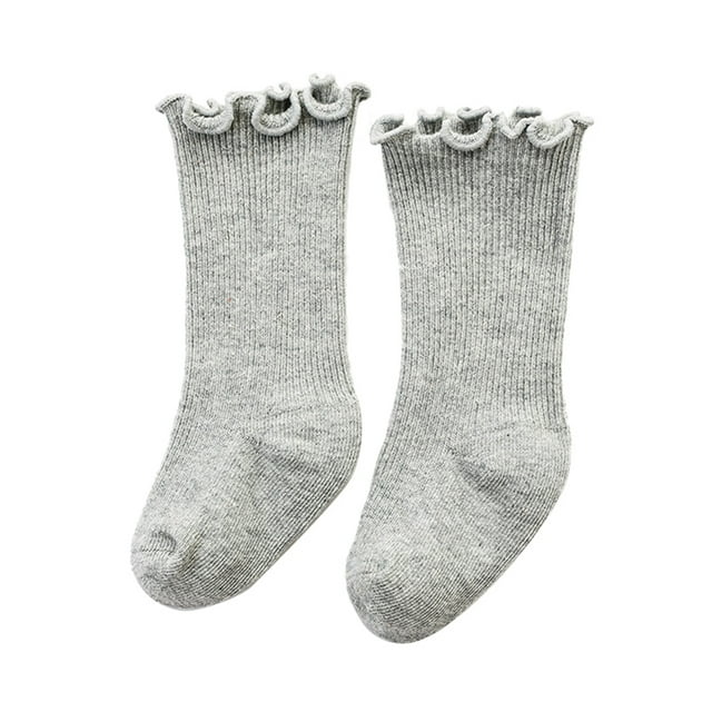 Sunloudy Baby Warm Stockings Soft Monochrome Skin Friendly Leisure Ruffled Socks