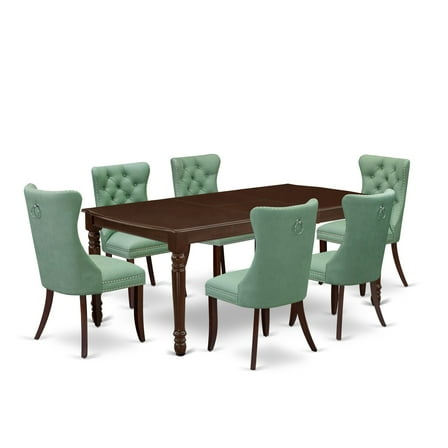 East West Furniture 7 Piece Dining Set Consists of a Rectangle Wooden Table with Butterfly Leaf
