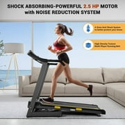 Entil 2.5HP Electric Folding Treadmill with 12-level Incline, 2-5 Degrees Ascension Angle, 15 Preset Training Programs, Heart Rate Sensors, LCD Display, 220lb Weight Capacity