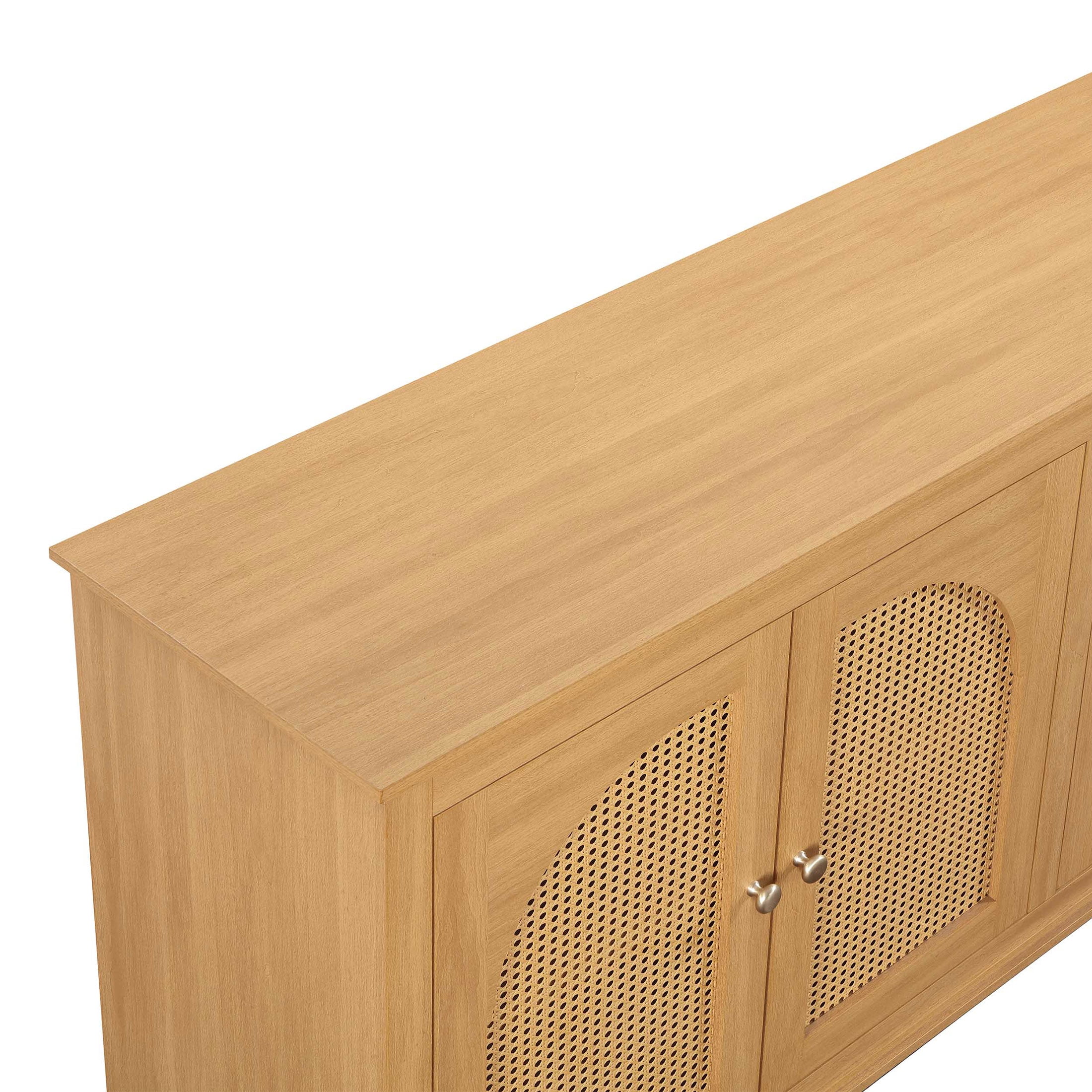 Drew Barrymore Rattan 4-Door Buffet Sideboard, Warm Honey