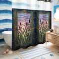 thumbnail image 5 of No Hook Shower Curtain, Stained Glass Shower Curtains for Bathroom with See Through Top Window, Vintage Abstract Botanical Plant Waterproof & Washable Bath Curtain 66"x72", 5 of 9