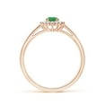 thumbnail image 2 of ANGARA Natural Princess Diana Inspired Emerald Ring with Diamond Halo in 14K Rose Gold for Women (Size-6x4mm) | May Birthstone, Birthday, Anniversary, Jewelry Gift for Women | Natural Emerald Ring, 2 of 10