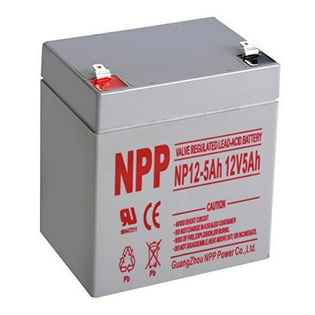 NPP 12V 5 Amp NP12-5Ah F2 Rechargeable Sealed Lead Acid Battery with F2 style Terminals