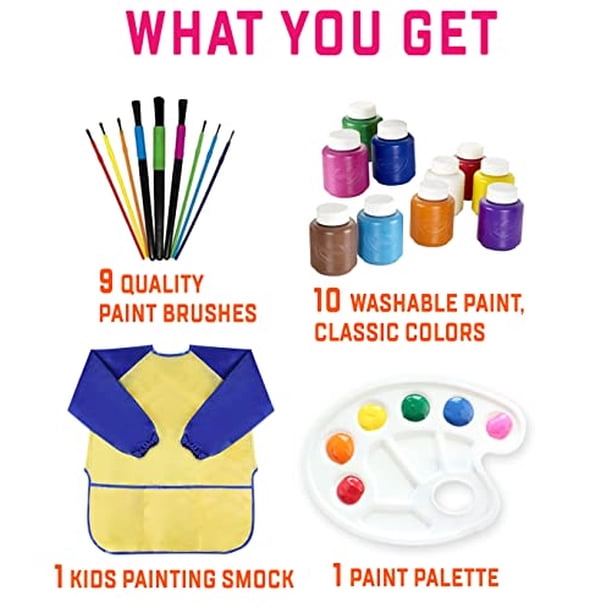Juego de pintura lavable para niños, 10 unidades, 9 pinceles para niños, paleta de pintura The Mega Deals The Mega Deals